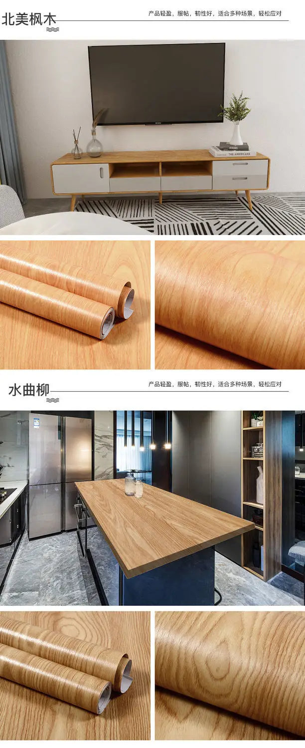 Wood Grain Peel & Stick Wallpaper – Self-Adhesive Waterproof PVC Wall Sticker