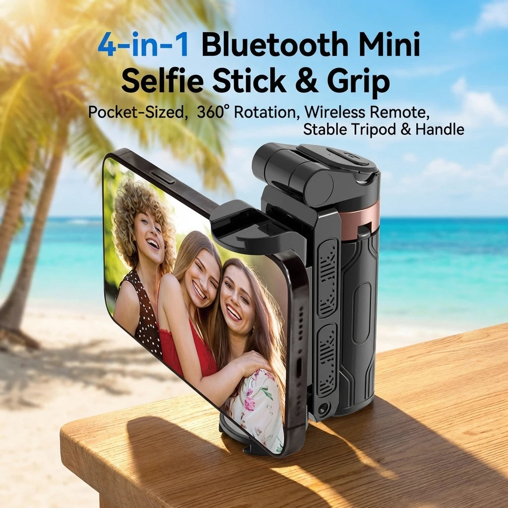 Mini Bluetooth Selfie Stick & Tripod – Portable Phone Holder with Remote