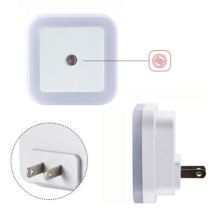 Wireless LED Night Light — Auto Light Sensor, EU & US Plug, 4 Colours