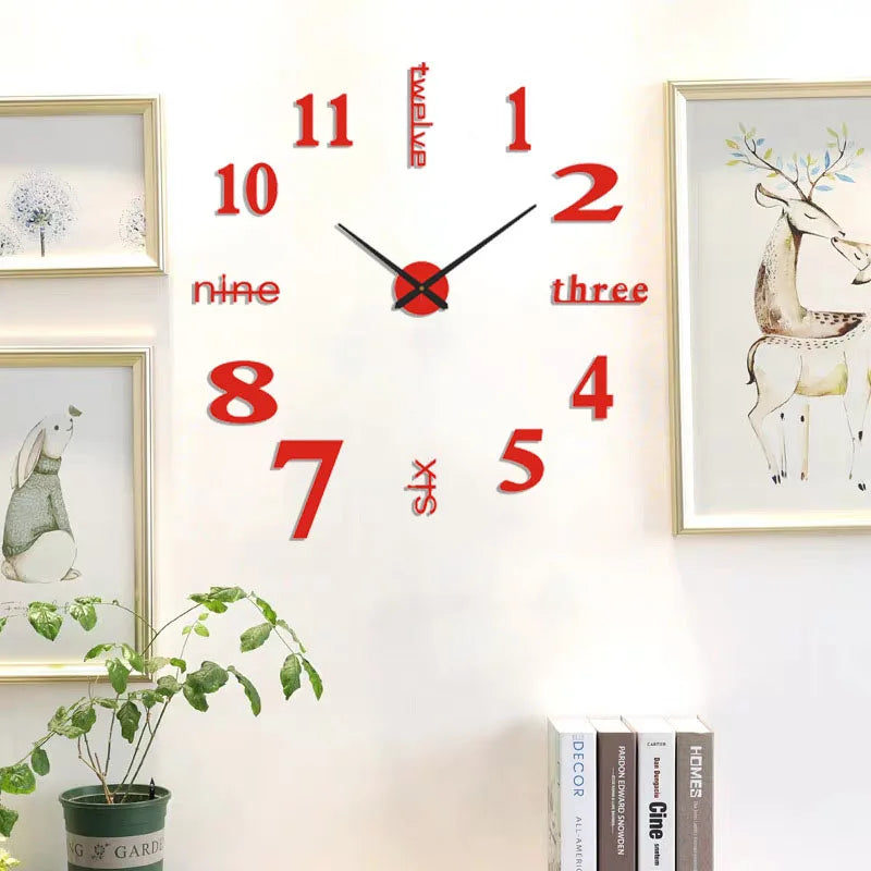 Large DIY 3D Wall Clock — Sunburst Number Poster, 90–120cm