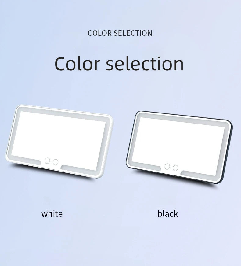 LED rechargeable car sun visor vanity mirror with built-in lighting, compact and easy to install for grooming on the go.