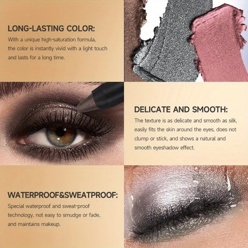 Metallic Glitter Eyeshadow Stick – Matte & Shimmer Waterproof Pearlescent Eye Pen