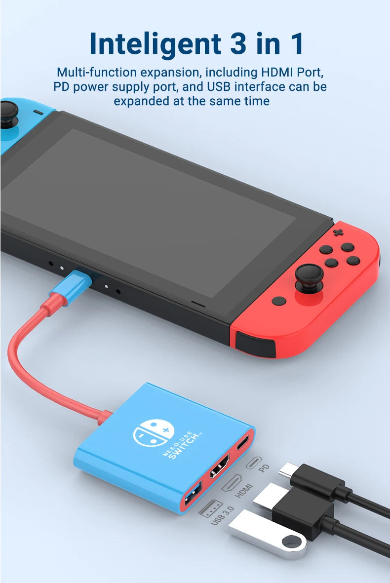 3-in-1 USB-C Hub — 4K HDMI, PD 100W Charging & USB 3.0 Docking Station