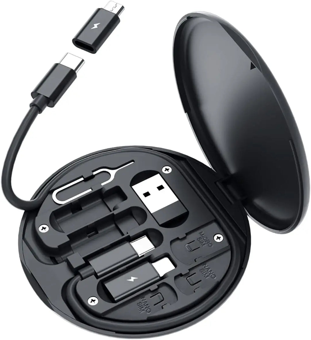 Portable Cable Storage Box 60W Fast Charging Multi-Head USB Cable Organiser Phone Holder