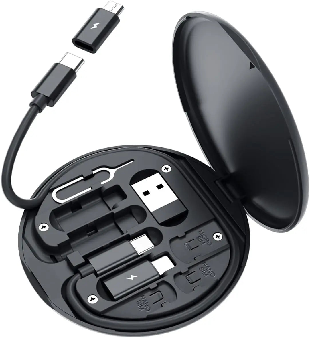 Portable Cable Storage Box 60W Fast Charging Multi-Head USB Cable Organiser Phone Holder