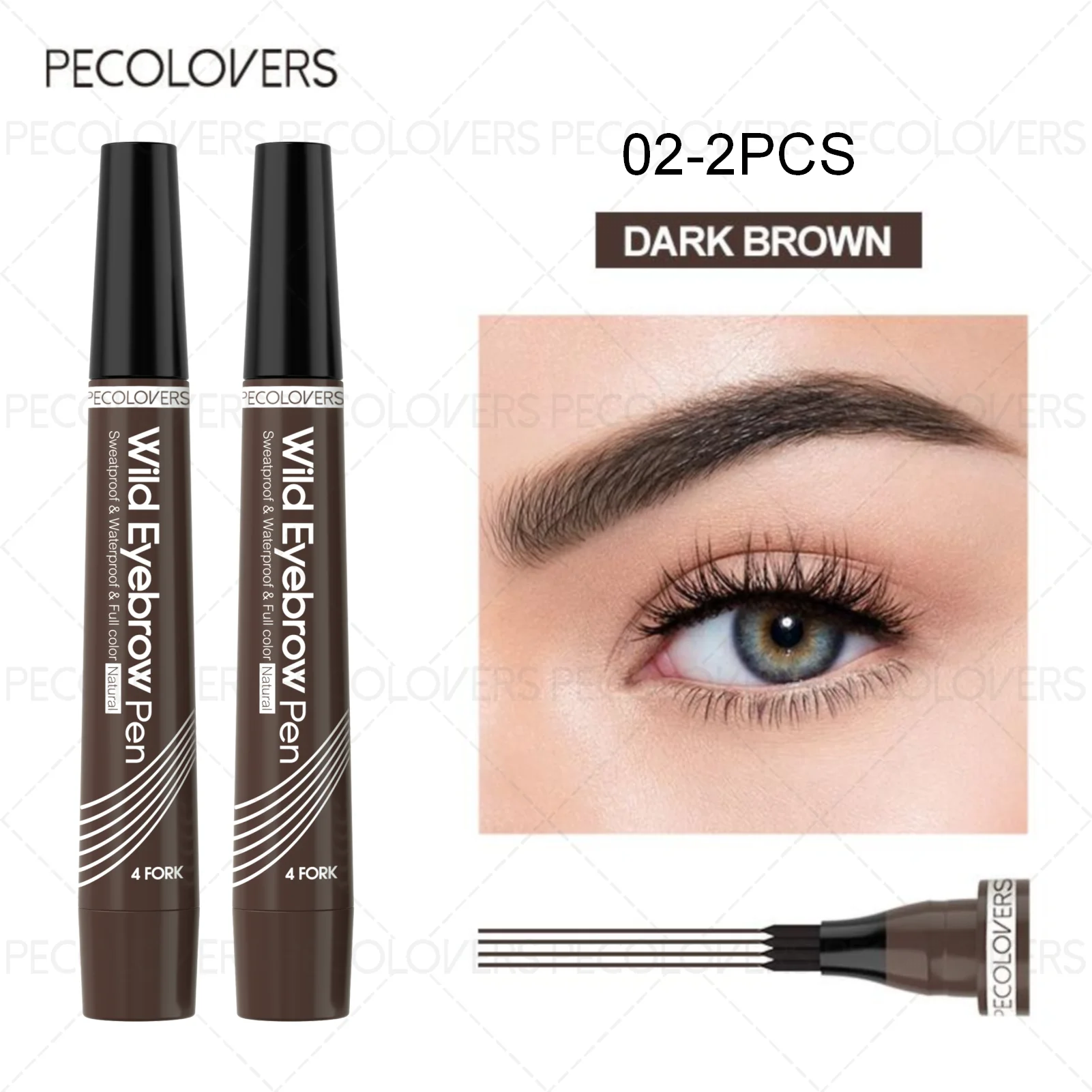 4-Tip Eyebrow Tattoo Pen – Waterproof Liquid Microblading Pencil, 6 Shades