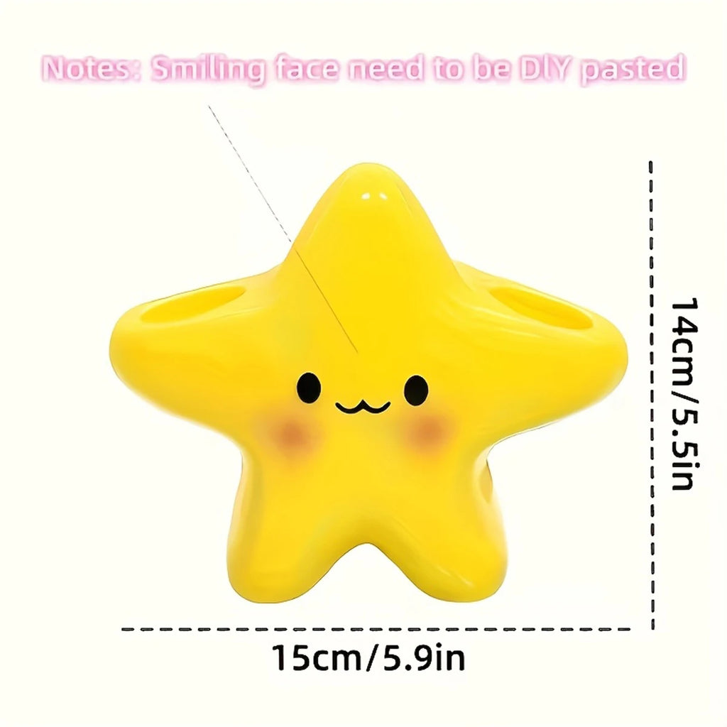 Star-Shaped Toothbrush Holder – Freestanding Bathroom Organiser with Cute Face Design