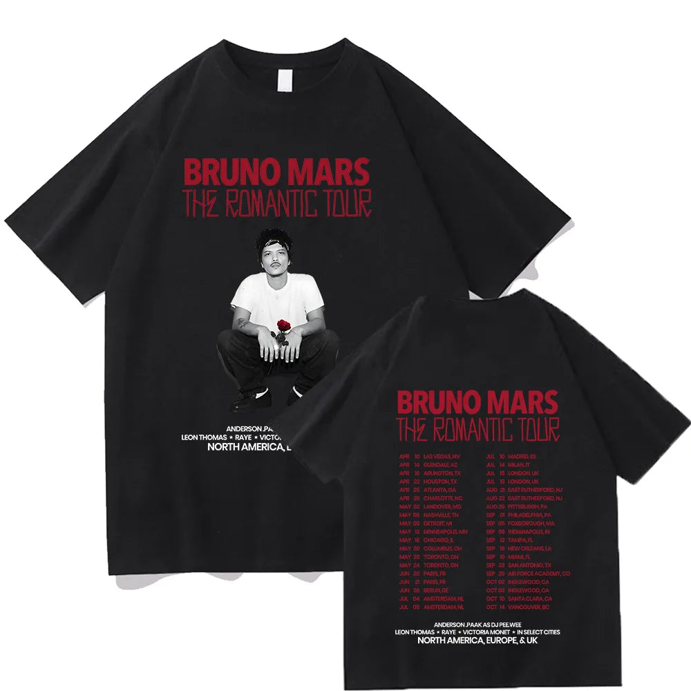 Bruno Mars The Romantic 2026 Tour T-Shirt — Unisex Cotton T-shirt