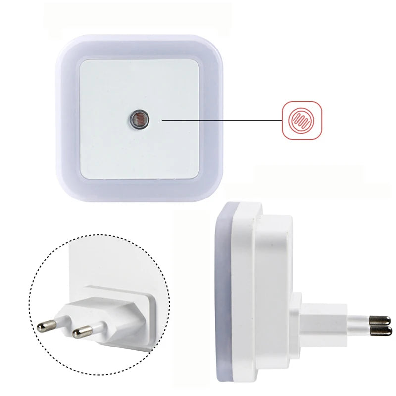 Wireless LED Night Light — Auto Light Sensor, EU & US Plug, 4 Colours