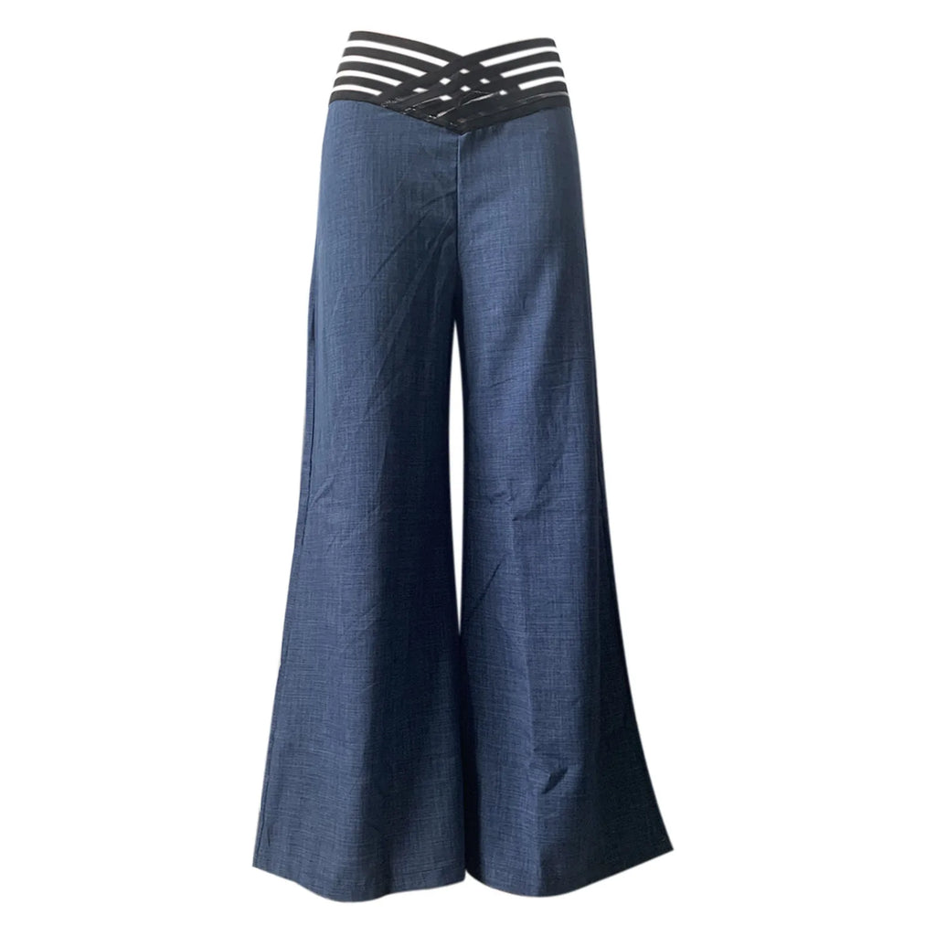 Women's high waist flare trousers by Home Sweet Home, elegant wide-leg office pants shown in a stylish fabric with a comfortable fit.