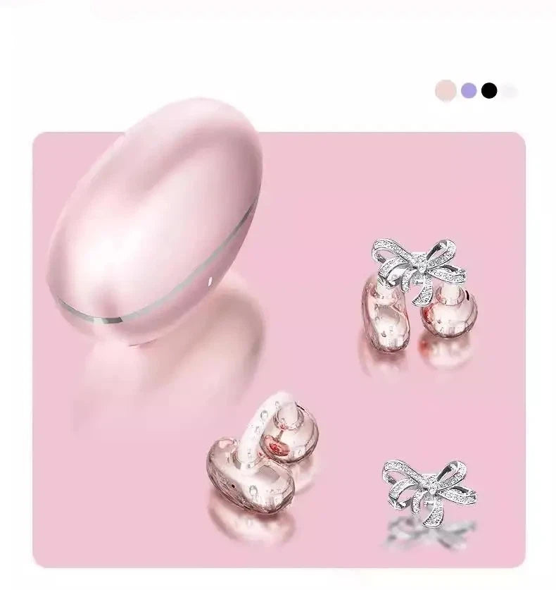 Vivo Open-Ear Bluetooth Clip-On Earbuds with Crystal Bowknot Earrings