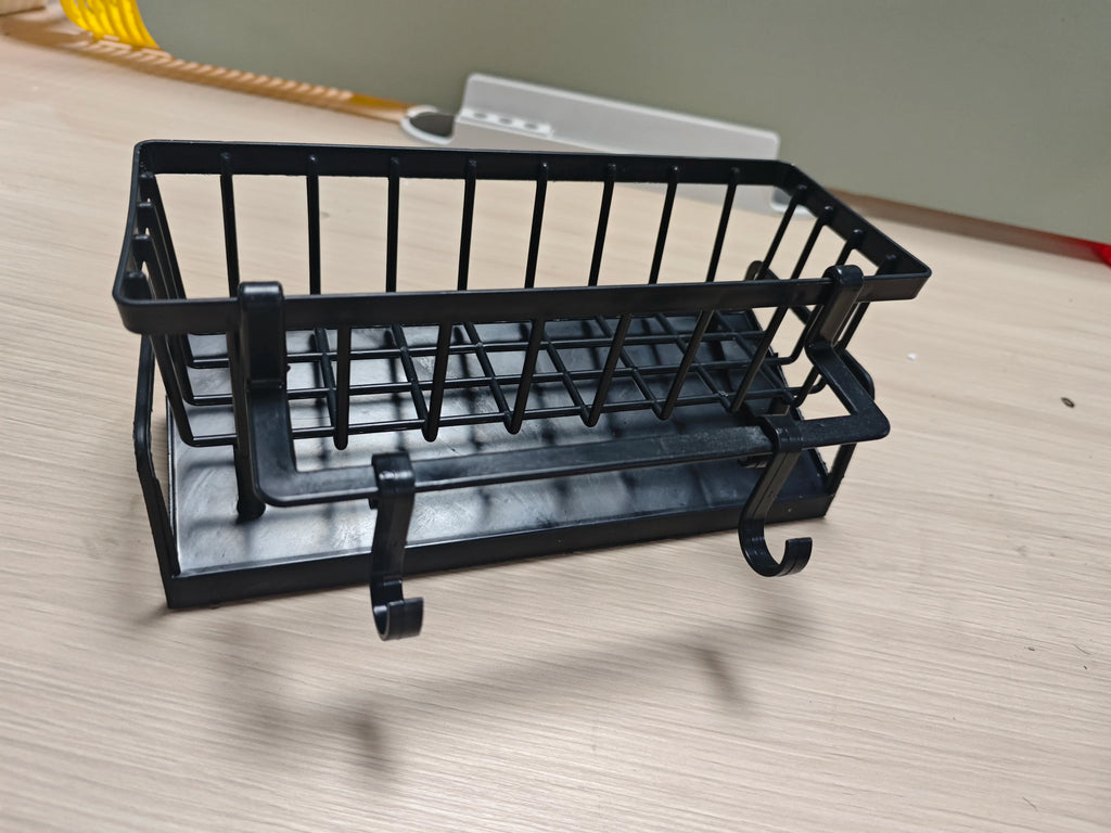Kitchen Sink Drain Rack & Storage Shelf – No-Drill ABS Organiser with Towel Bar & Drip Tray
