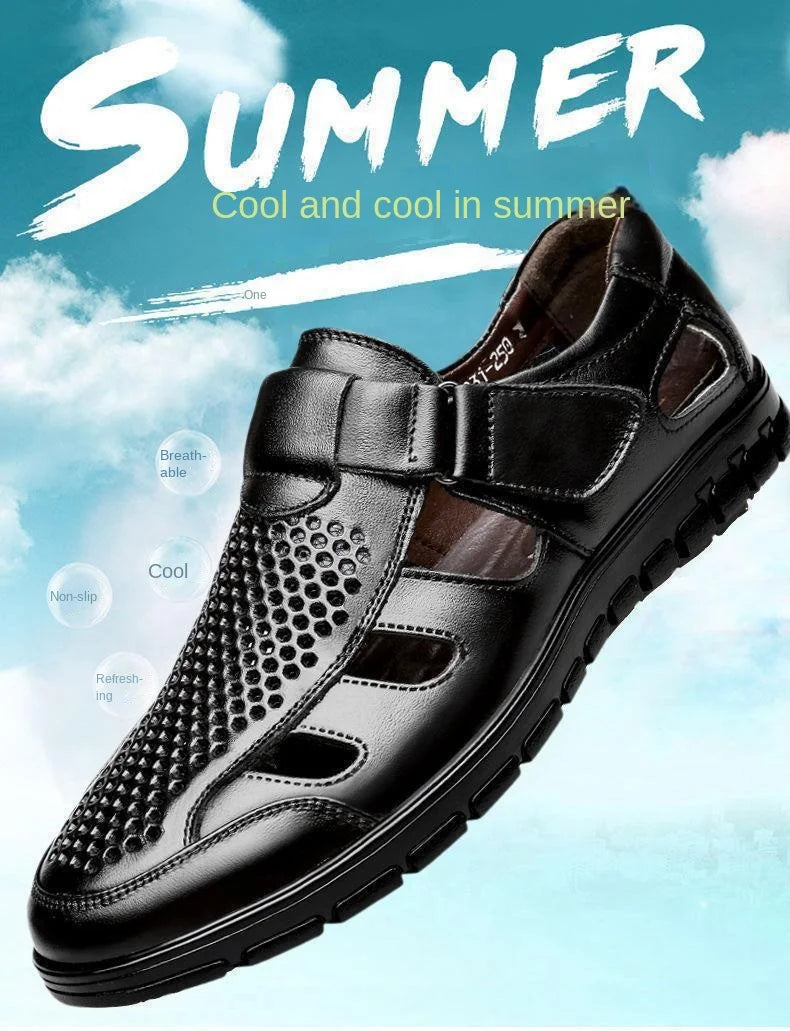 Men's Genuine Leather Gladiator Sandals | Casual Summer Shoes