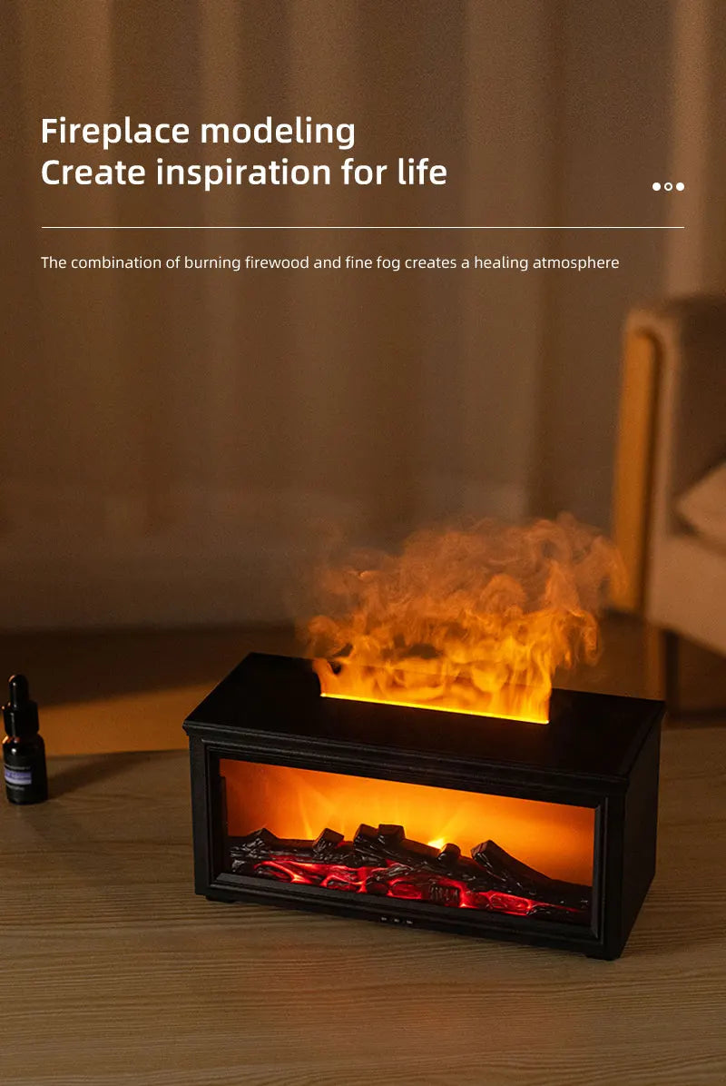 Home Sweet Home Flame Aromatherapy Diffuser and Humidifier with a sleek design and ambient lighting.