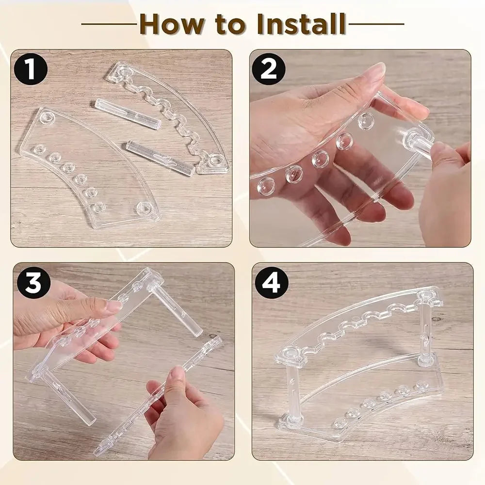 6-Slot Pen & Makeup Brush Holder Transparent Plastic Desk Organiser