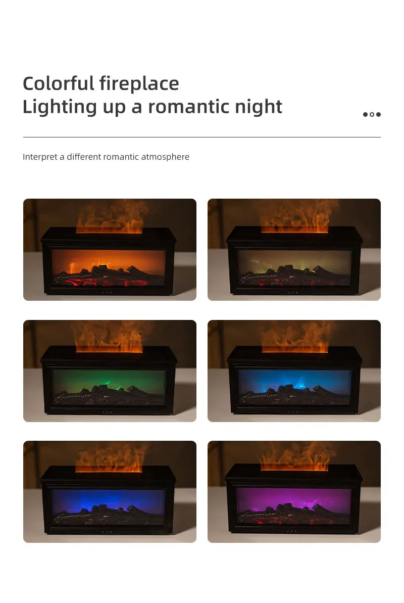 Home Sweet Home Flame Aromatherapy Diffuser and Humidifier with glowing flame design and mist output for relaxing ambiance.