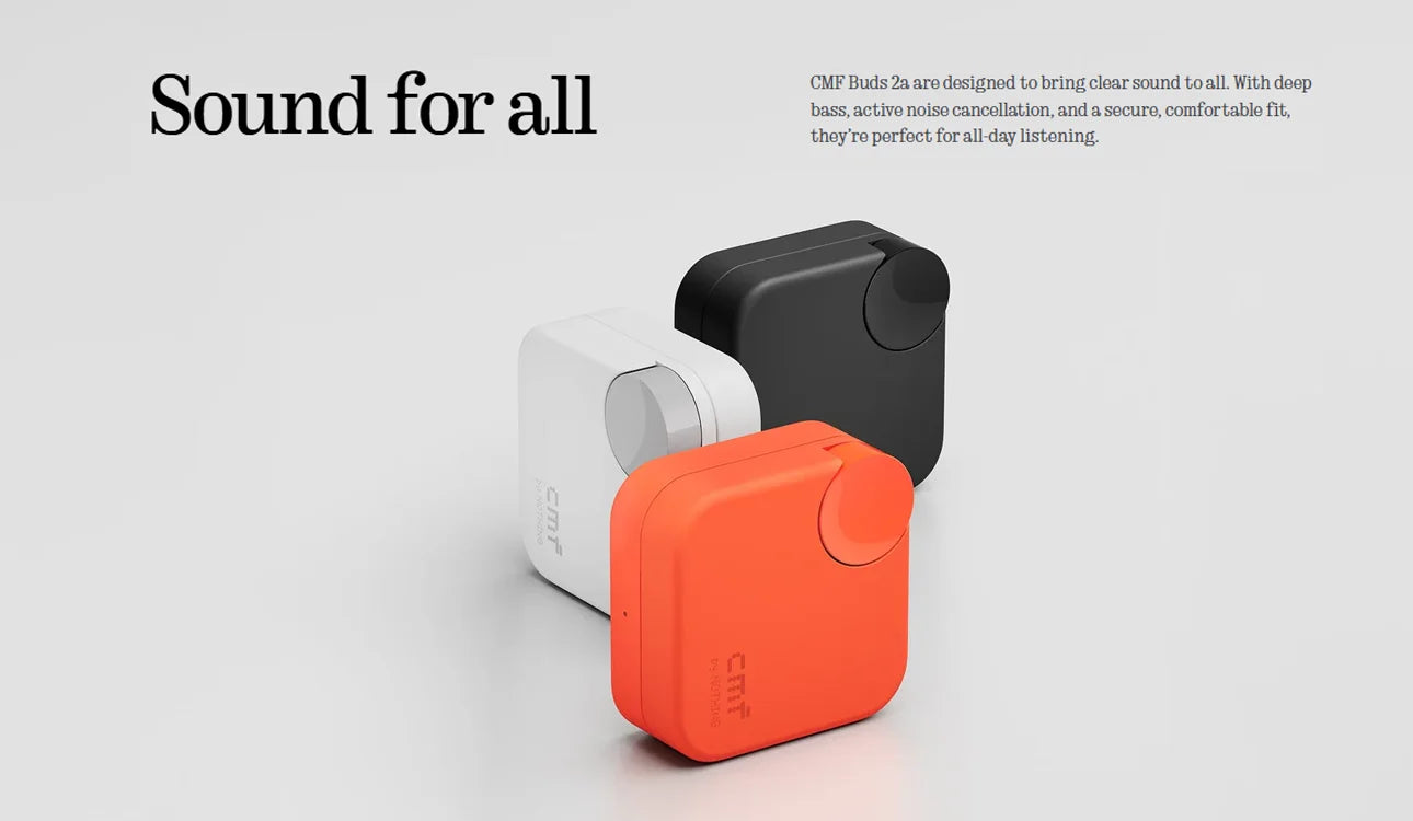 Home Sweet Home CMF Buds 2a wireless earbuds with sleek design and in-ear fit, shown in a close-up image.