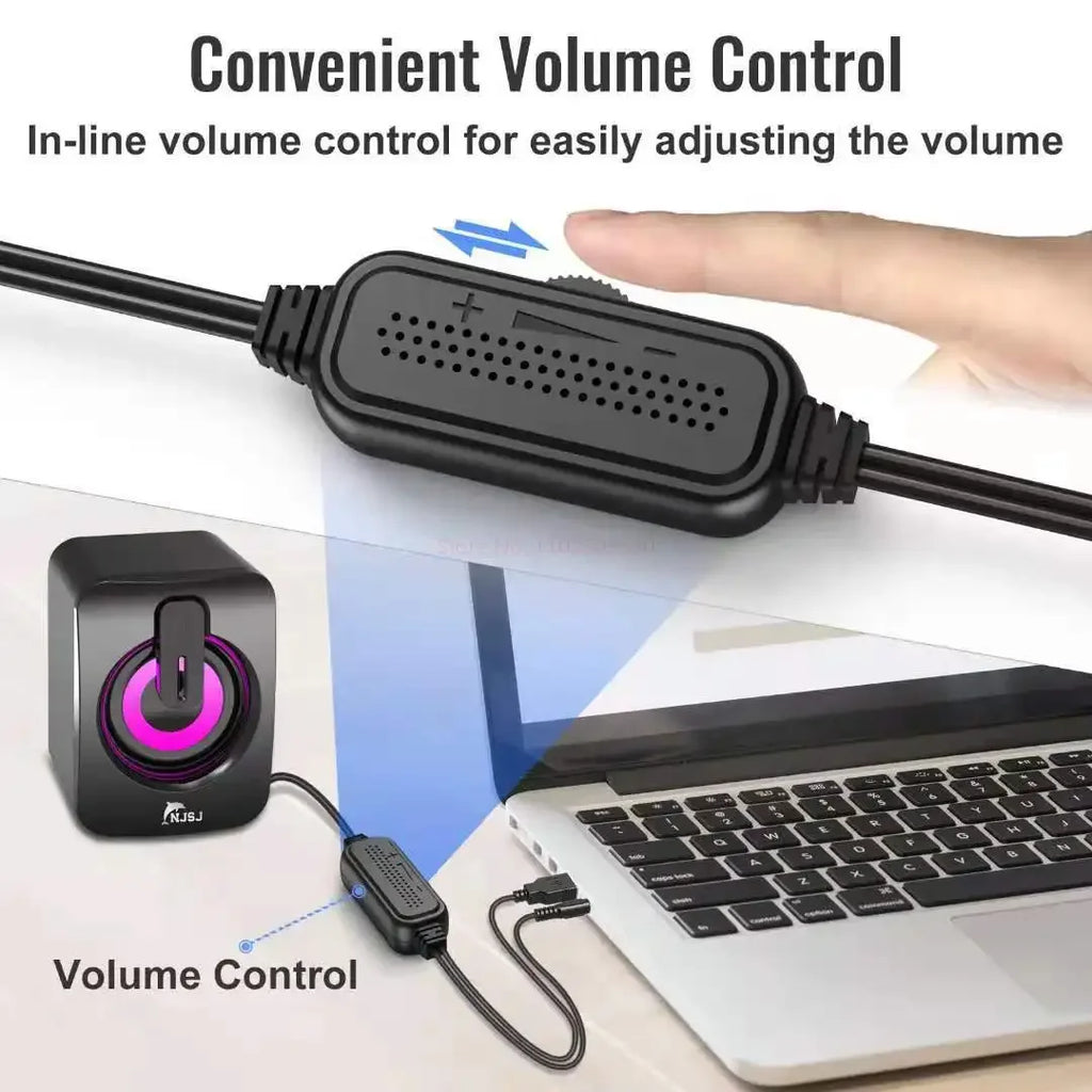 USB Stereo Computer Speaker with Microphone for Desktop & Laptop