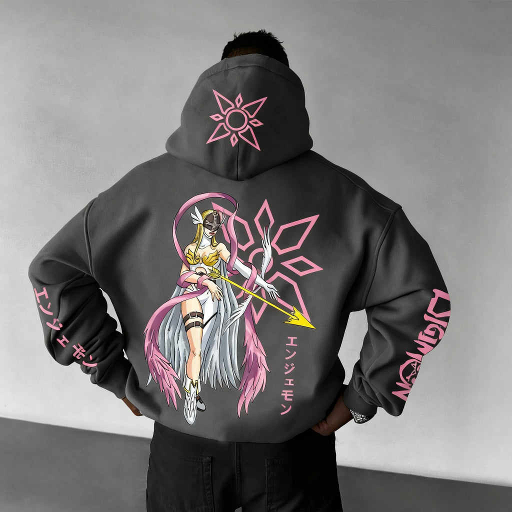 Oversized Digimon Anime Hoodie — Unisex Streetwear