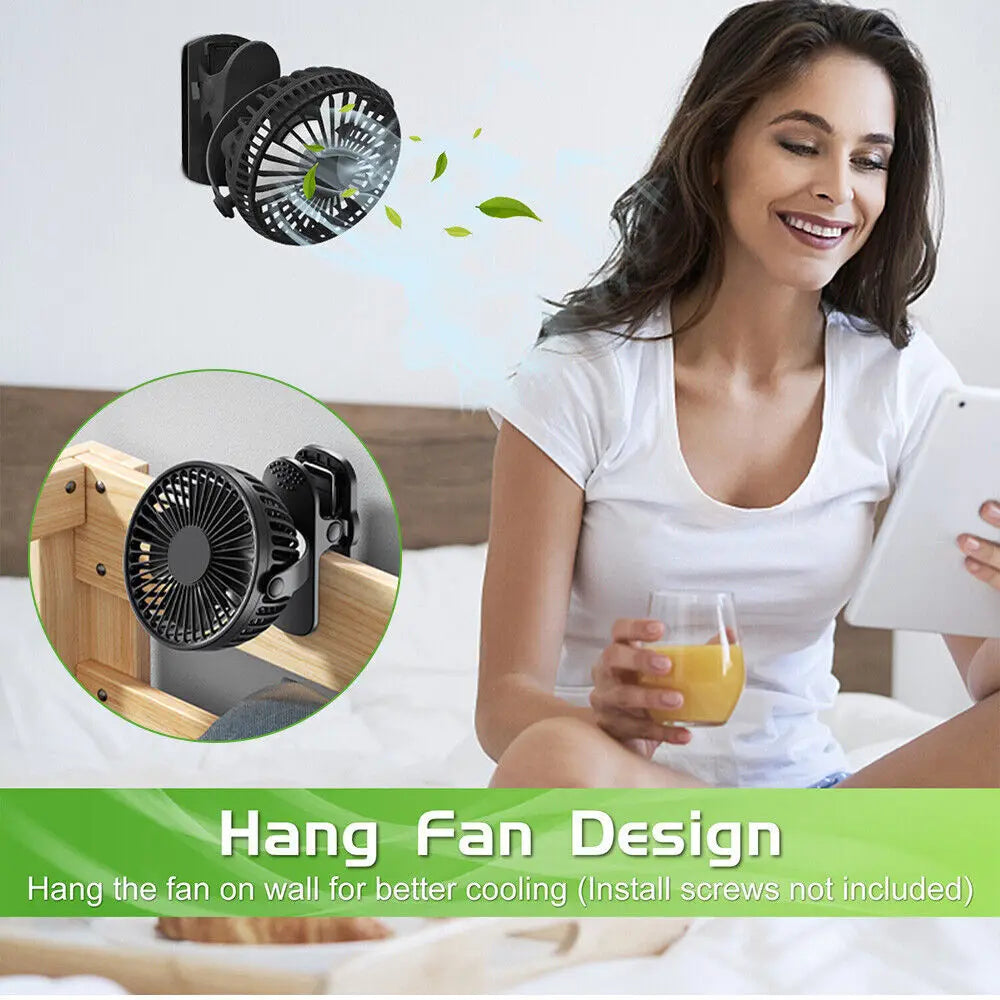 Portable clip-on mini fan by Home Sweet Home with adjustable blades and lightweight design, perfect for personal cooling.