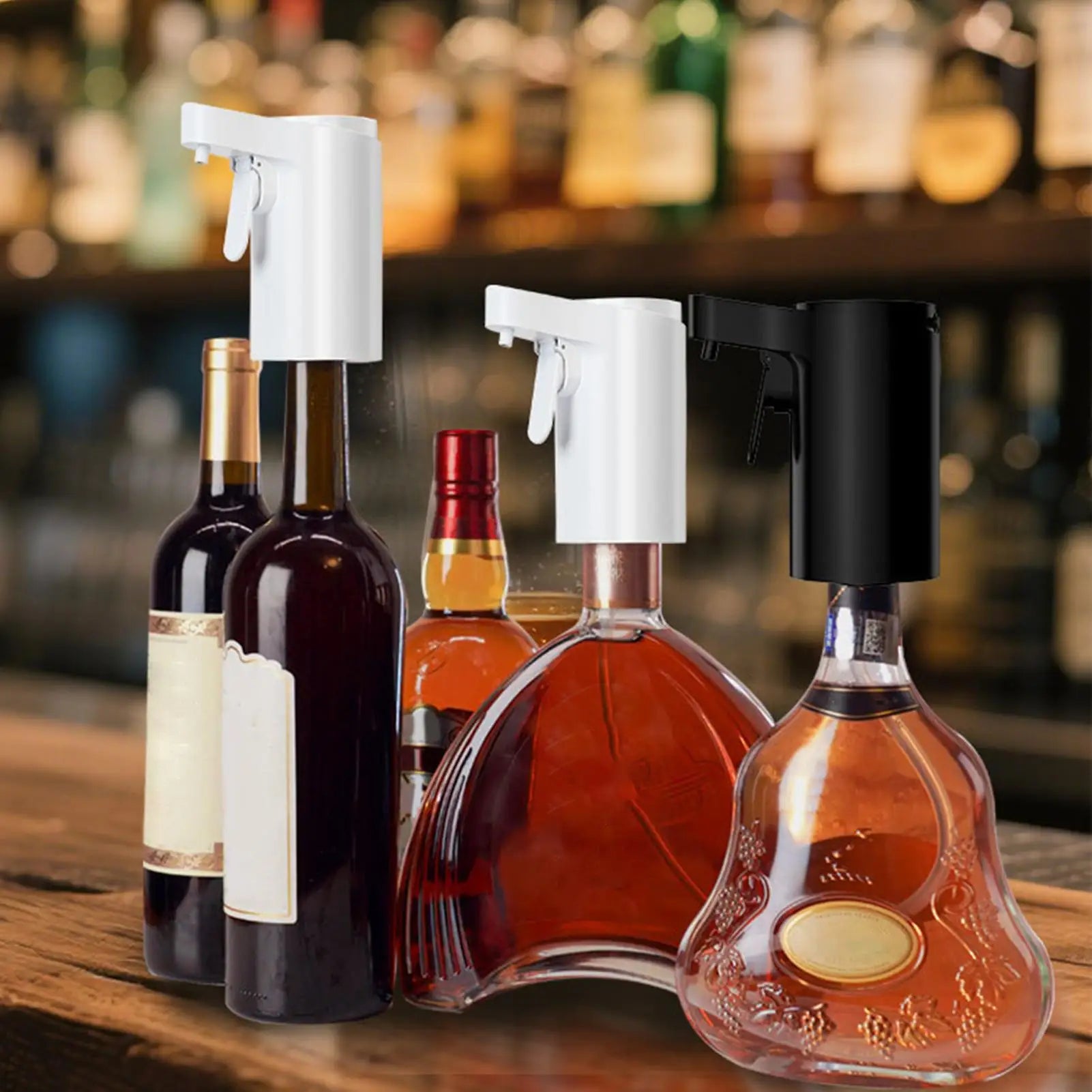 Home Sweet Home electric wine aerator and dispenser with touch screen and four pouring modes, enhancing wine experience.