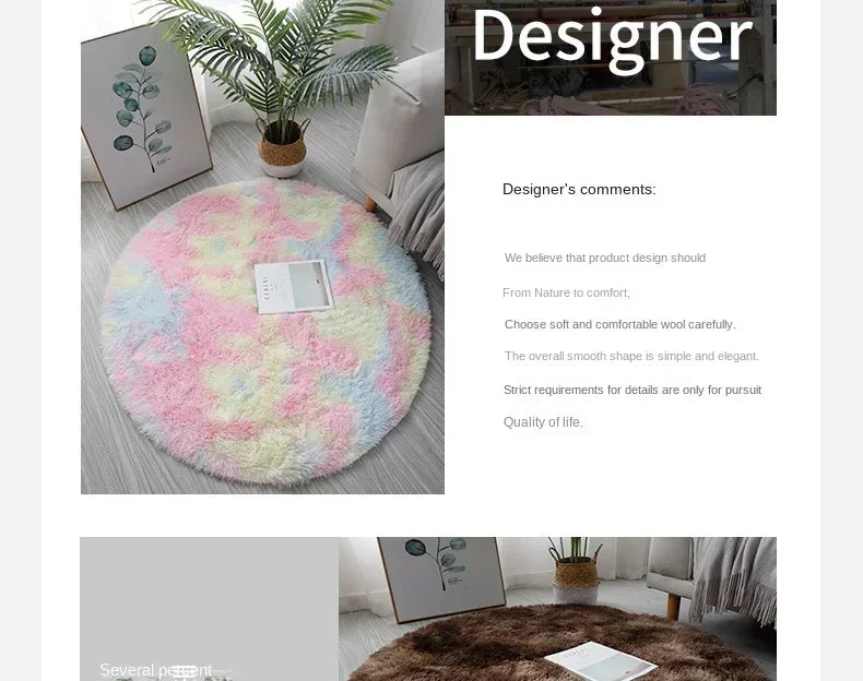 Super Soft Plush Round Rug – Fluffy Thick Pile Carpet for Living Room, Bedroom & Kids Room