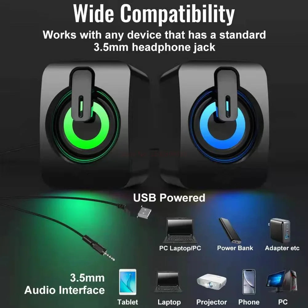 USB Stereo Computer Speaker with Microphone for Desktop & Laptop