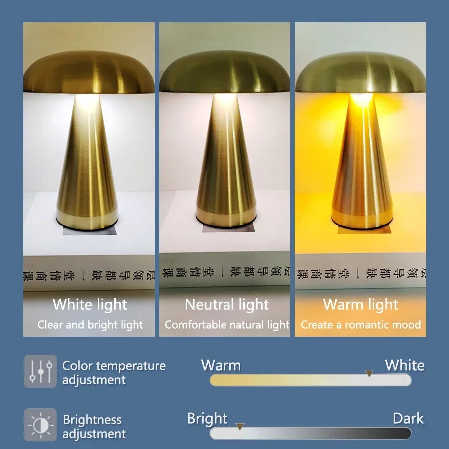 Aamasun Retro Mushroom Table Lamp | Touch Dimmer, 3 Colour Temperatures