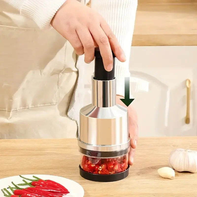 Manual Garlic Chopper Crusher Stainless Steel Handheld
