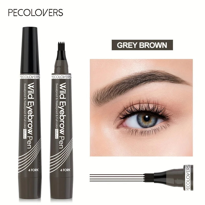 4-Tip Eyebrow Tattoo Pen – Waterproof Liquid Microblading Pencil, 6 Shades
