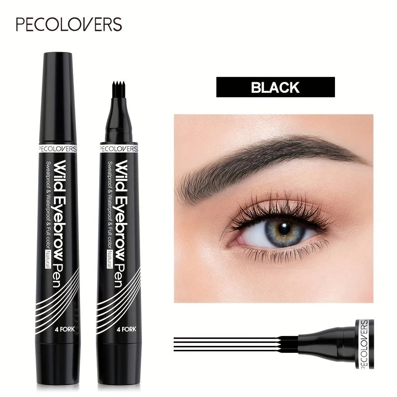 4-Tip Eyebrow Tattoo Pen – Waterproof Liquid Microblading Pencil, 6 Shades