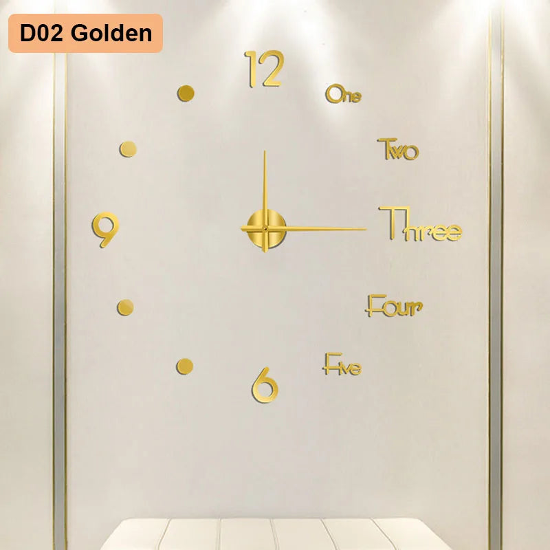 Large DIY 3D Wall Clock — Sunburst Number Poster, 90–120cm