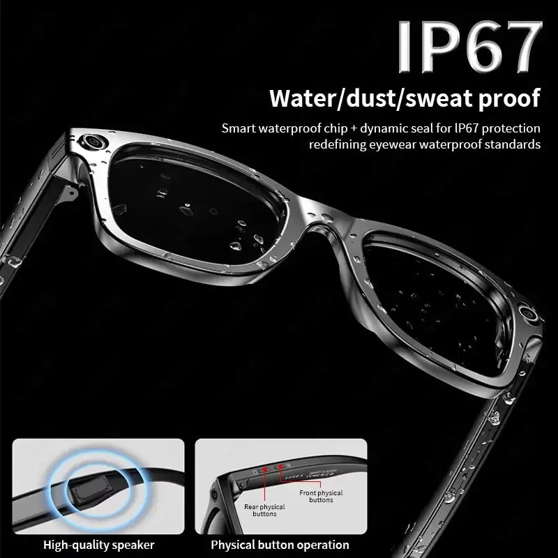 Home Sweet Home AI Smart Glasses with 8MP camera, Bluetooth, multilingual support, and ChatGPT 4.0 functionality.
