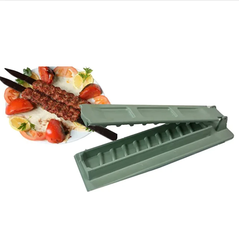 Home Sweet Home BBQ kebab skewer maker with reusable meat skewer press machine for easy grilling and skewering.
