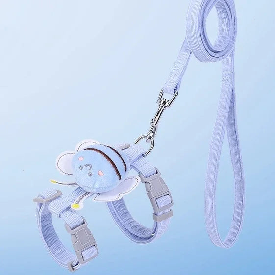 Cartoon Bee Cat Harness & Leash Set | Adjustable Walking Vest | S & M