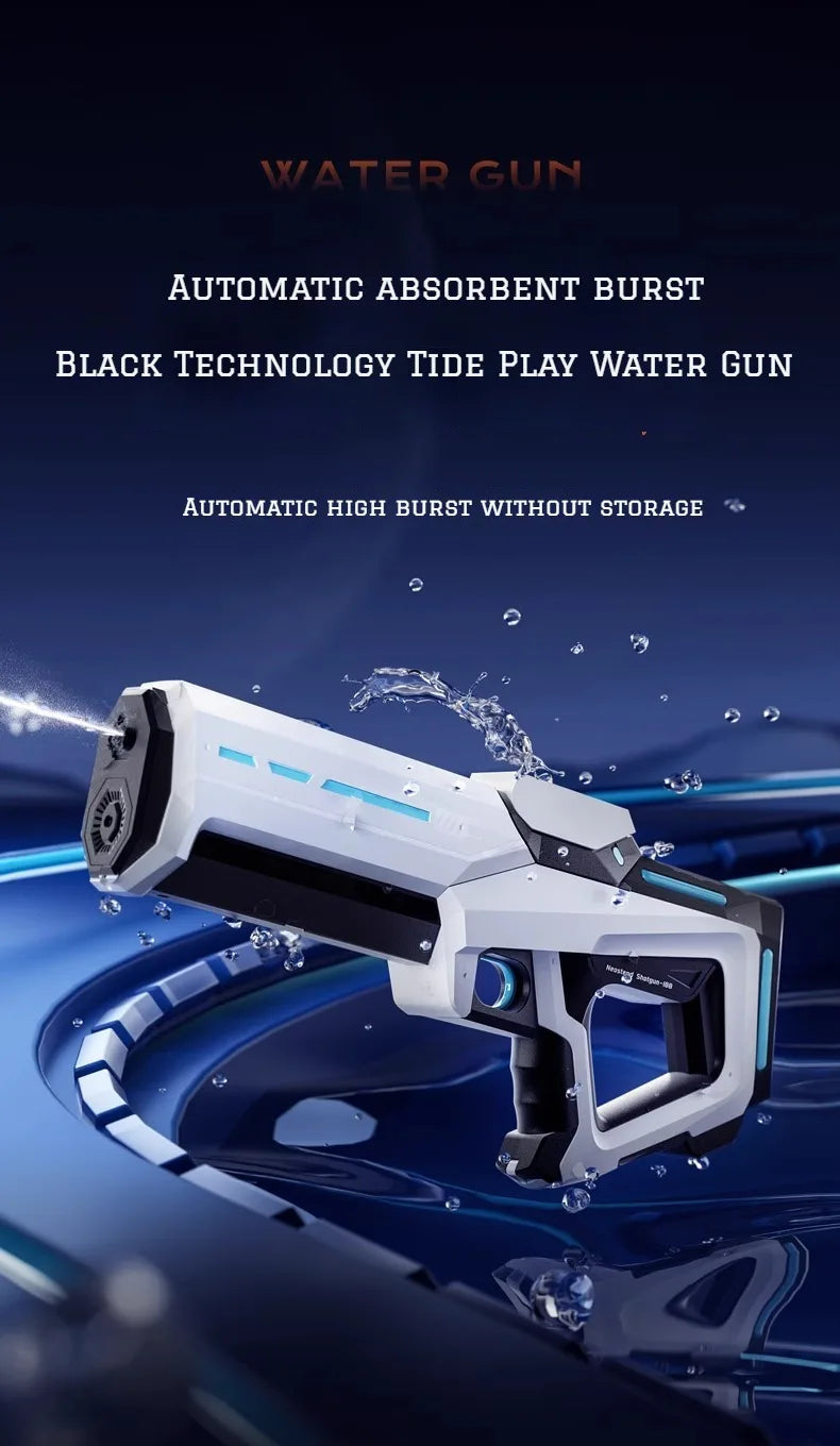 High-pressure electric water gun by Home Sweet Home, automatic soaker for kids and adults, ready for water fights and outdoor fun.