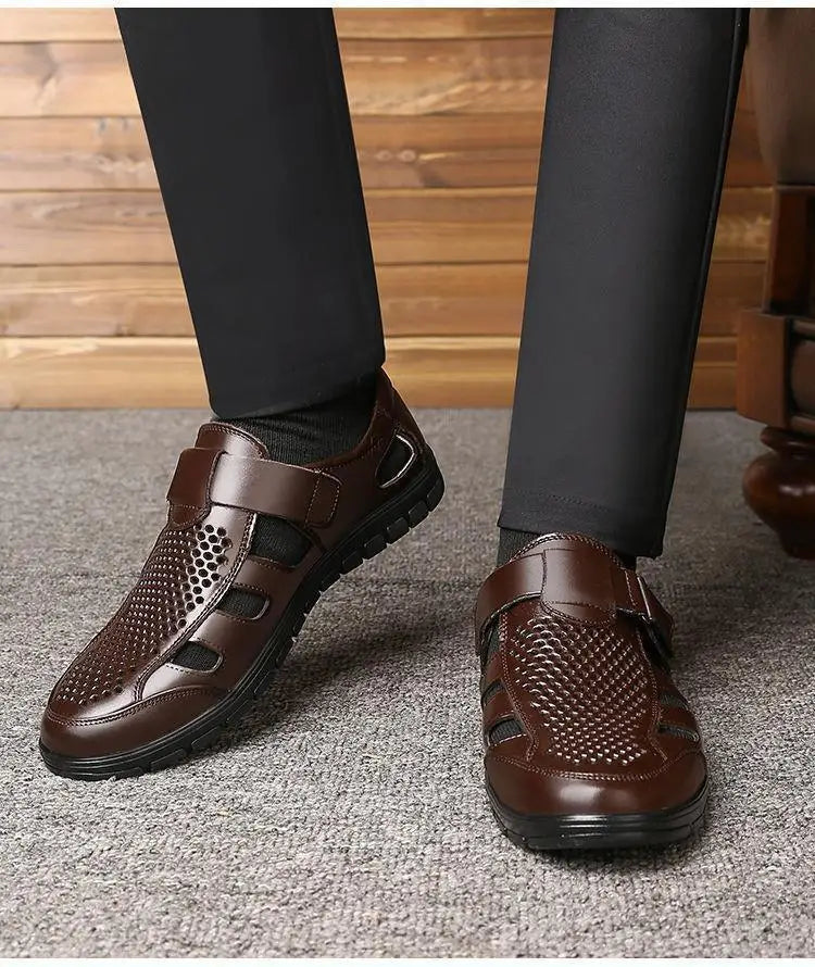 Men's Genuine Leather Gladiator Sandals | Casual Summer Shoes