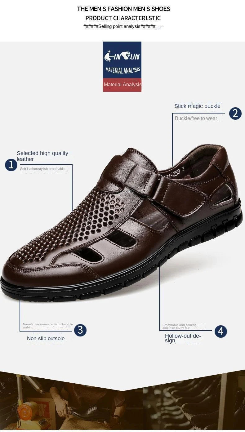 Men's Genuine Leather Gladiator Sandals | Casual Summer Shoes