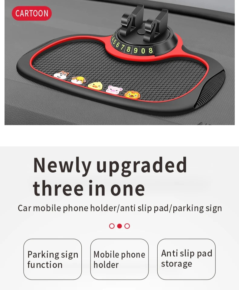 Home Sweet Home car anti-slip silicone dashboard mat with phone and item holder, preventing slips and keeping essentials secure.