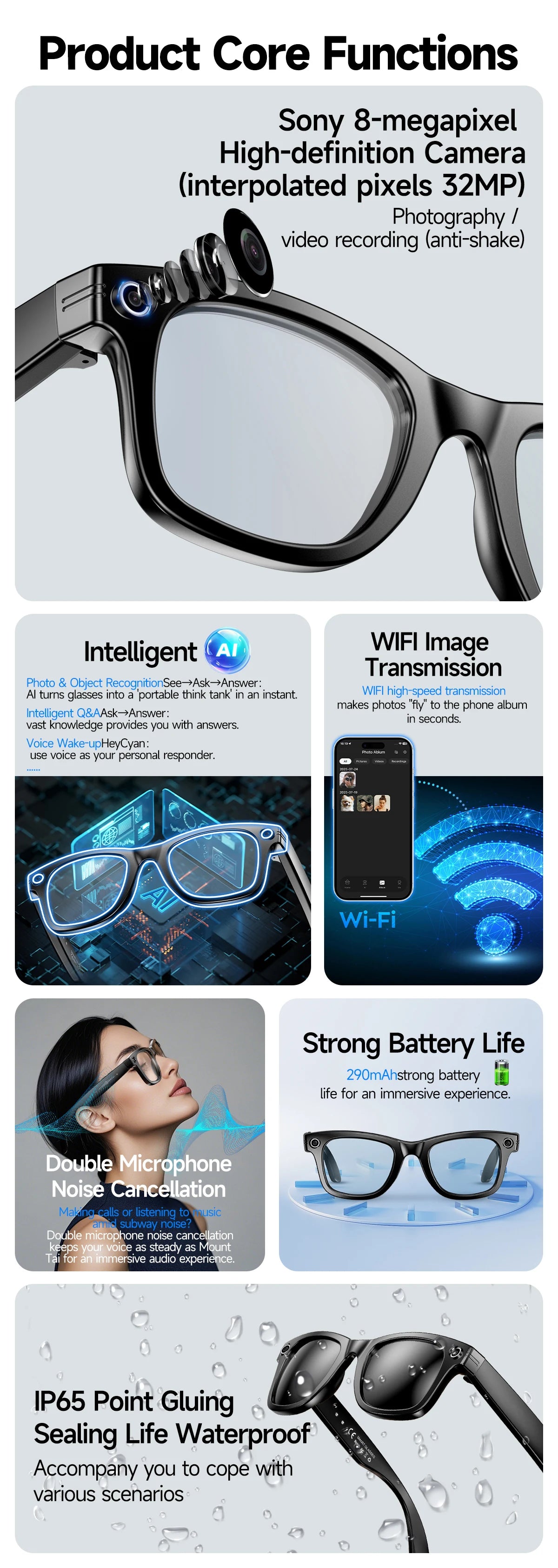 AI Smart Glasses — 800MP Camera, ChatGPT 4.0, Bluetooth & Real-Time Translation