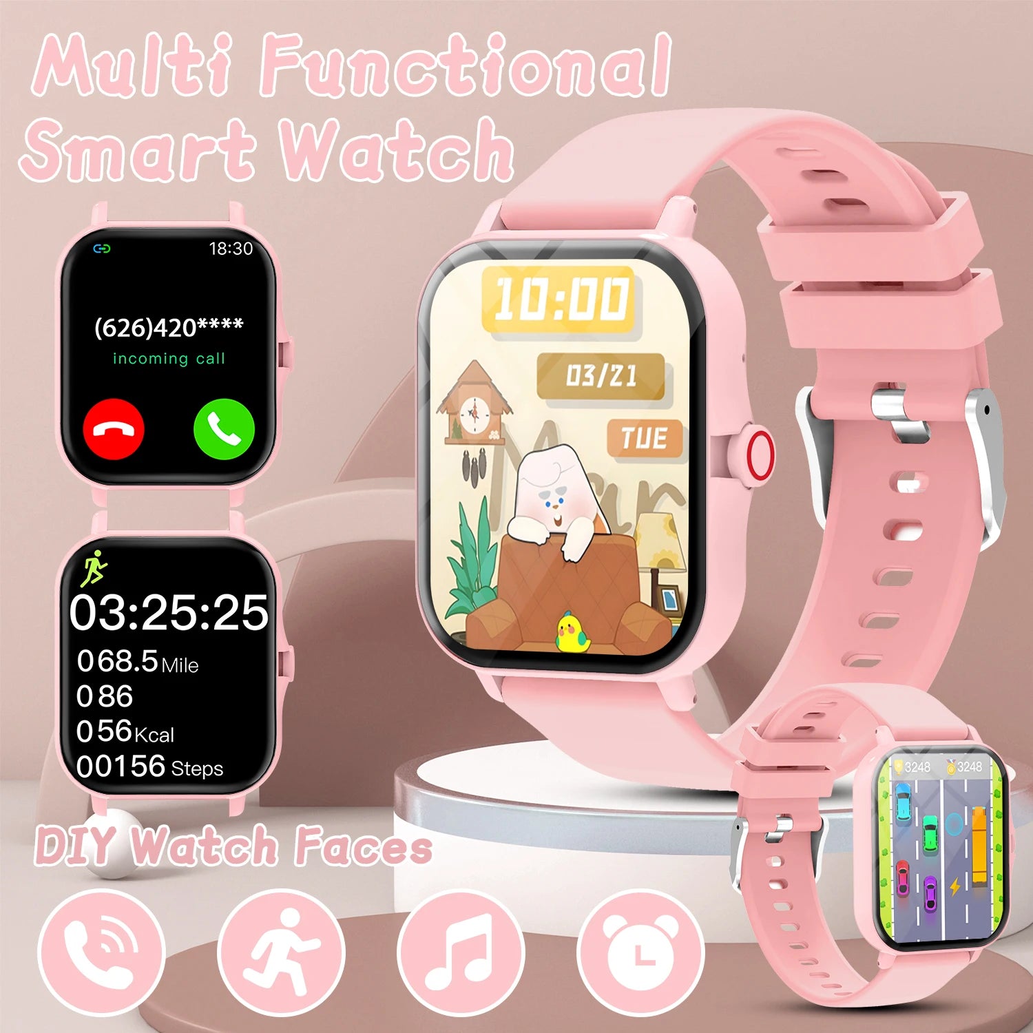 Smartwatch with Bluetooth Call, Voice Assistant & Fitness Tracker