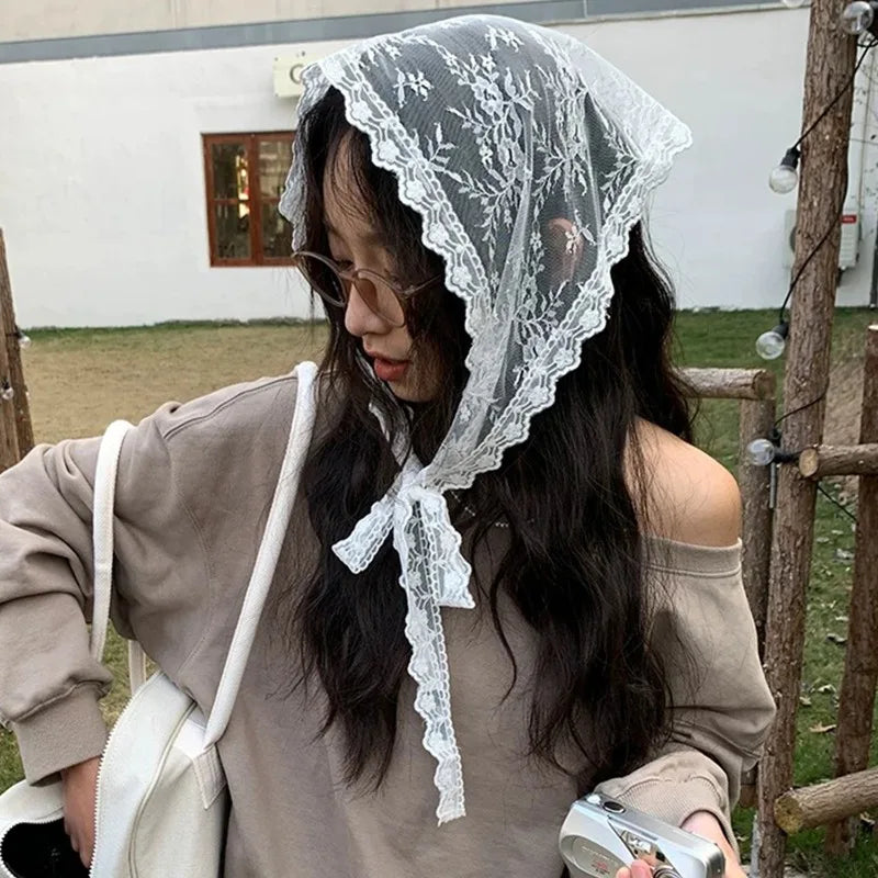 Lace Trim Bandana Scarf — 2-in-1 Hair Band & Waist Accessory