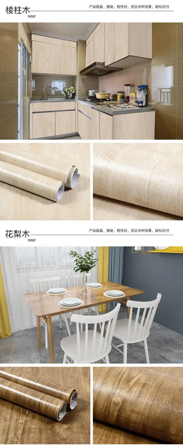 Wood Grain Peel & Stick Wallpaper – Self-Adhesive Waterproof PVC Wall Sticker