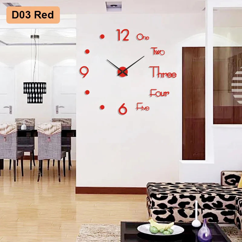 Large DIY 3D Wall Clock — Sunburst Number Poster, 90–120cm