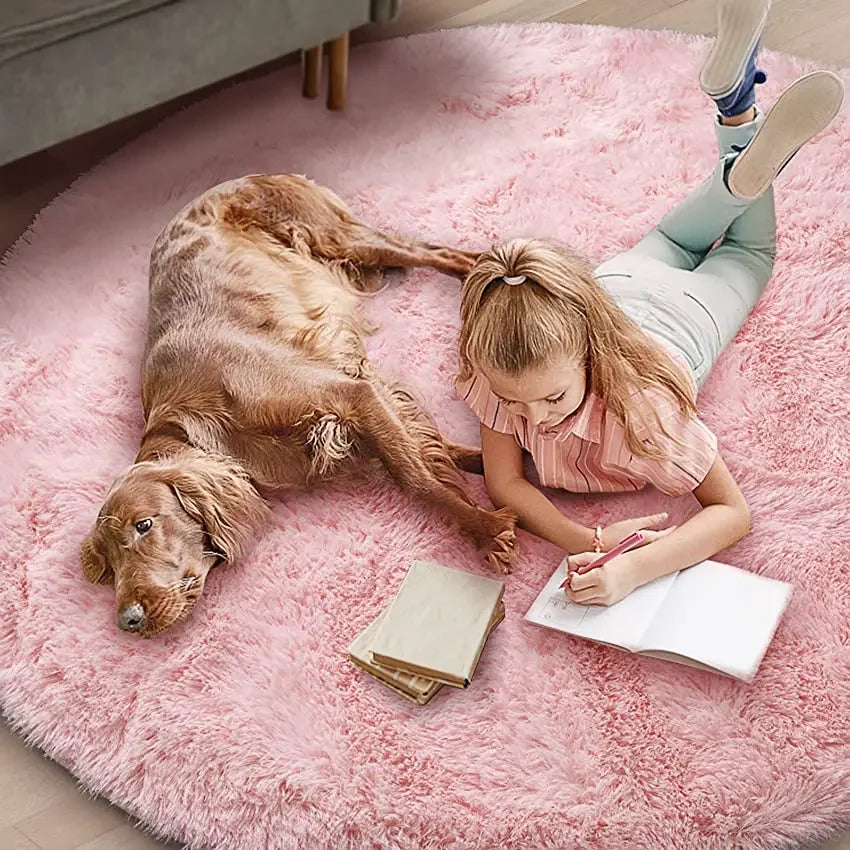 Super Soft Plush Round Rug – Fluffy Thick Pile Carpet for Living Room, Bedroom & Kids Room
