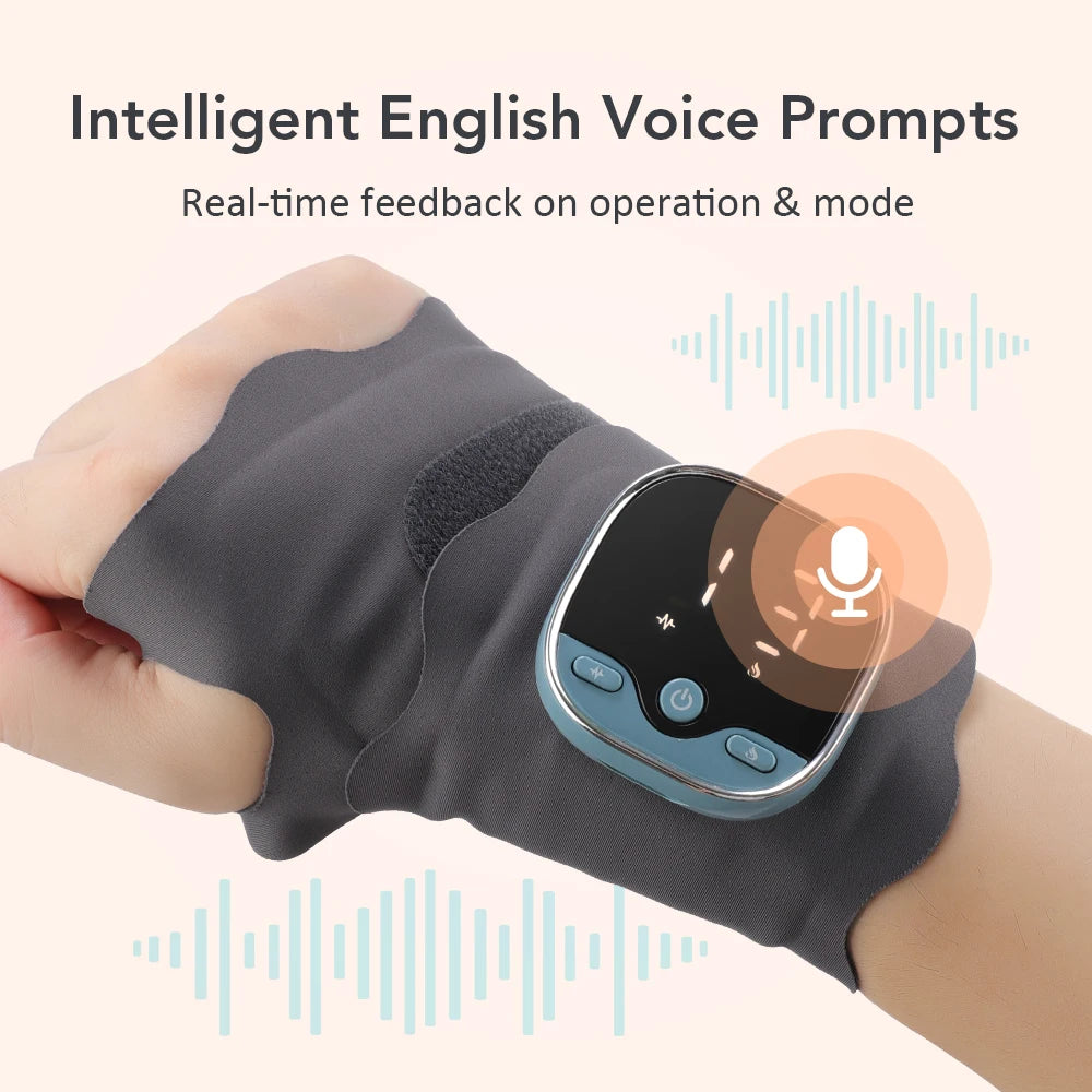 EMS Heating Wrist Massager – Cordless Thermal Massage Brace with Voice Prompts