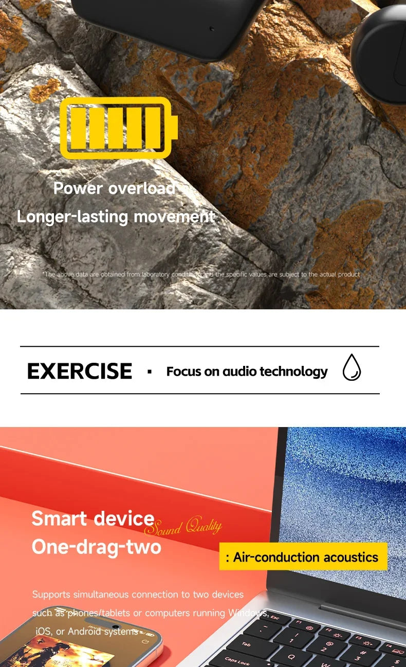Lenovo Bone Conduction Headphones — Wireless, Waterproof, Bluetooth 5.3