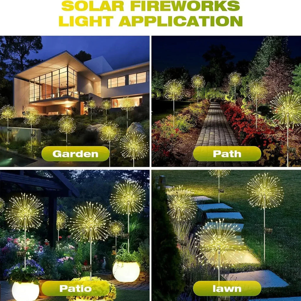 Solar Firework Garden Lights – LED Waterproof Dandelion Lawn Lamp