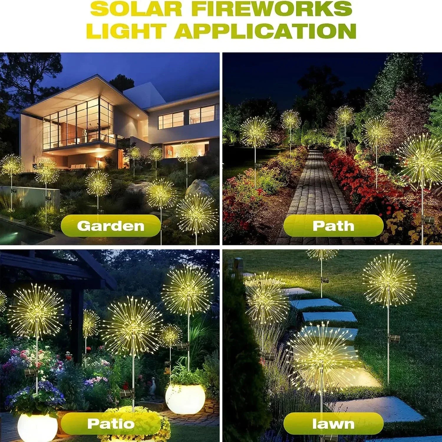 Solar Firework Garden Lights – LED Waterproof Dandelion Lawn Lamp