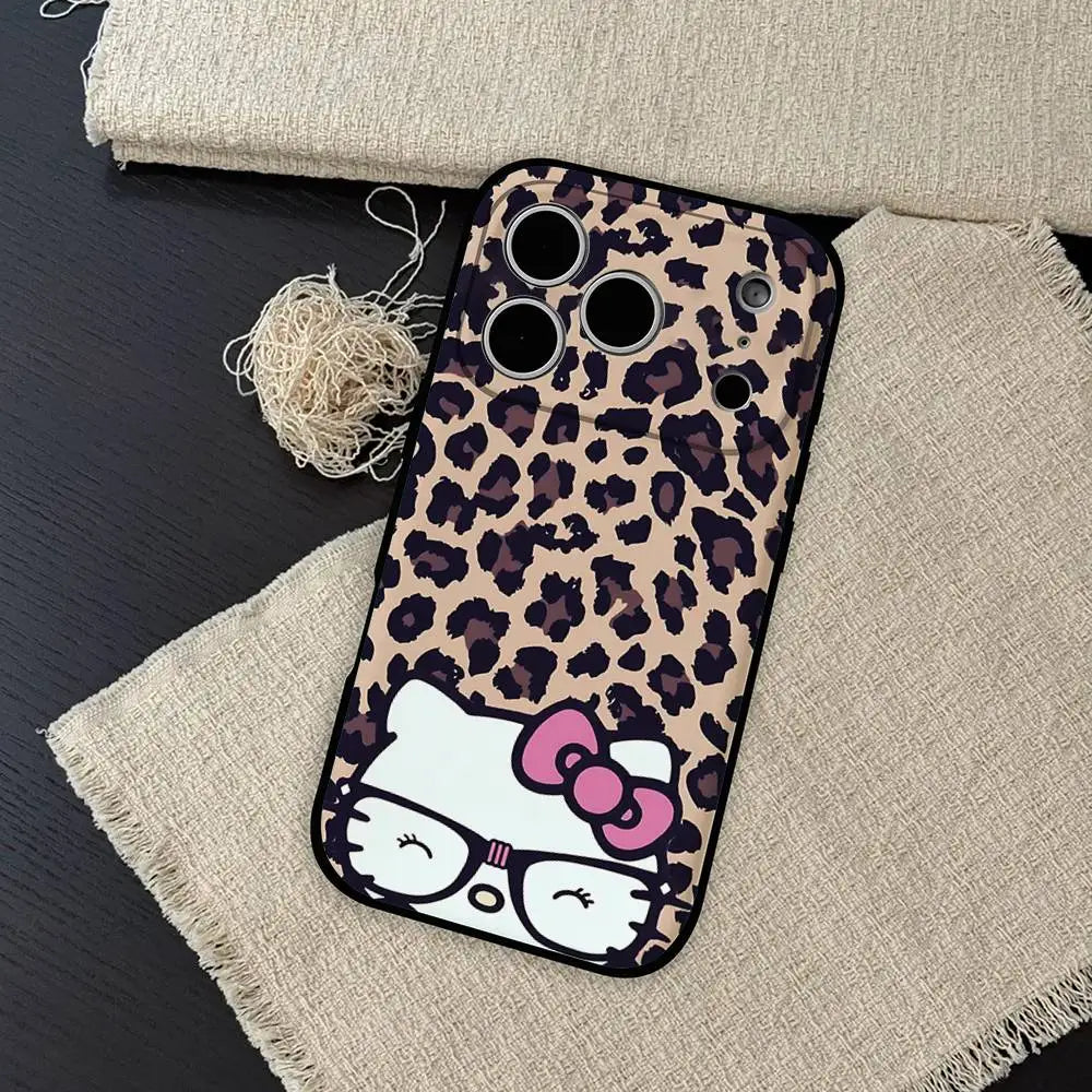 Kawaii Hello Kitty Leopard Print Phone Case | iPhone 11–17 Pro Max